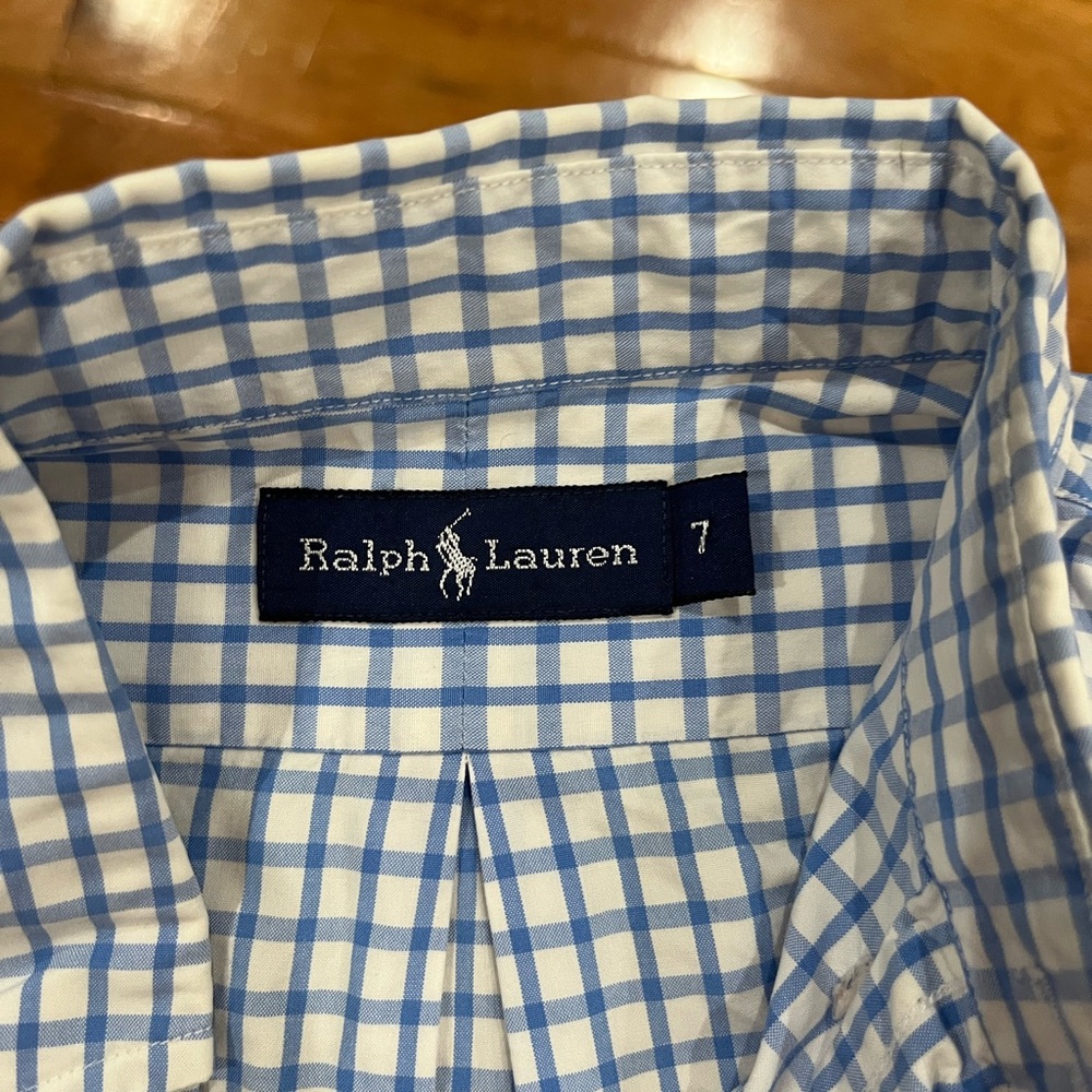 Ralph Lauren Blue and White  Button Down 7yrs boys